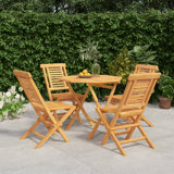 Red Barrel Studio 5 Piece Patio Dining Set Solid Wood Teak_1 x Table,4 x Folding garden chair_Octagonal