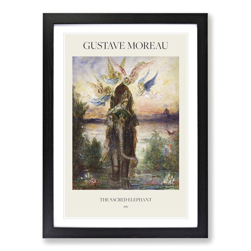 The Sacred Elephant by Gustave Moreau - Picture Frame Painting, 65cm H x 48cm W x 2cm D, Black Framed