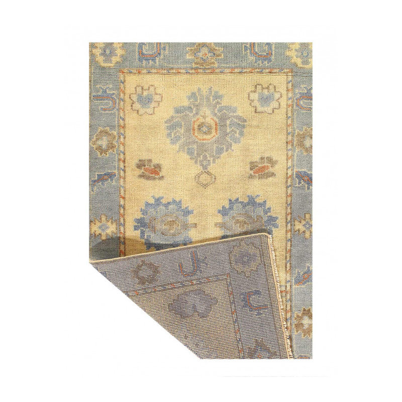Tapis Oushak fin noué à la main 3 pi x 5 pi 2 po
