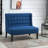 Blue Linen Wingback Couch With Button Design And Wood Construction Fabric Armless Back Wooden Legs