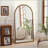 Vintage Arched Iron Full Length Floor Mirror with Support Legs, Freestanding Full Body Mirror for Living Room & Bedroom-897589962