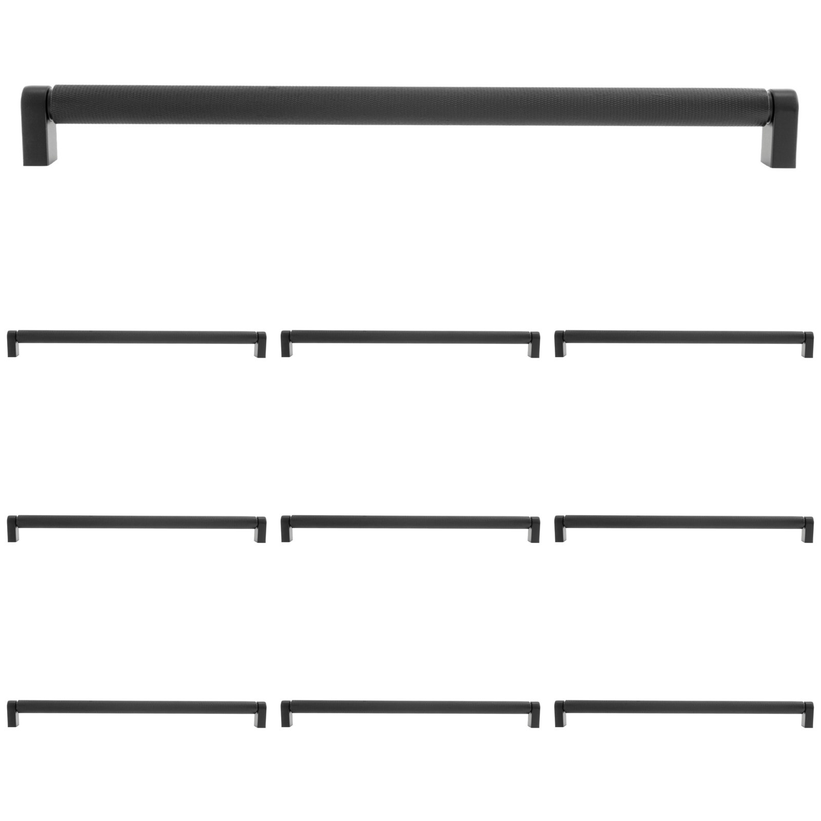 Kent Knurled Cabinet Bar Pull, Matte Black, 12"