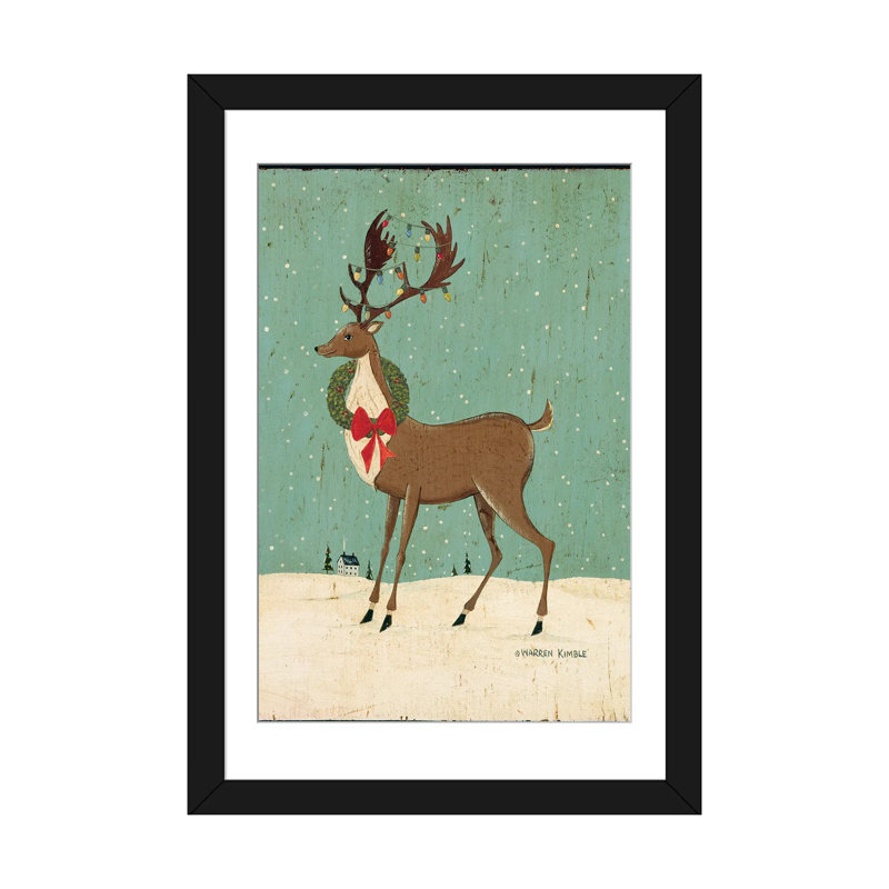 «Winter Dear II», reproduction d'art mural, papier d'art encadré, H 24 po x l 16 po, Noir