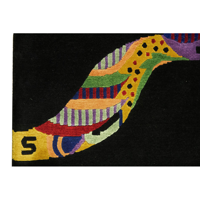 Hand-Knotted High-Quality Black Area Rug