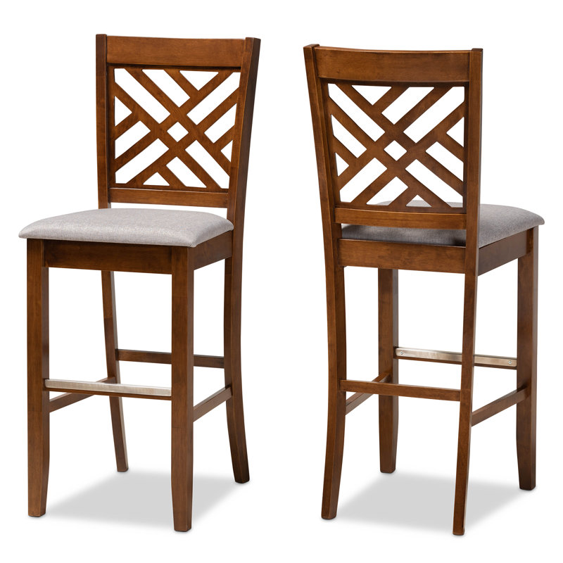 Tabouret de comptoir en bois massif de 25 po Fraserburgh, Gris, Noyer, Tabouret de bar (siège d'une hauteur de 28,11 po)
