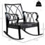 Siège berçant bleu d'extérieur. Dossier rembourré et chaise en aluminium pour patio. Élégant. Base en métal à bascule. . L 27,02 po avec jardin