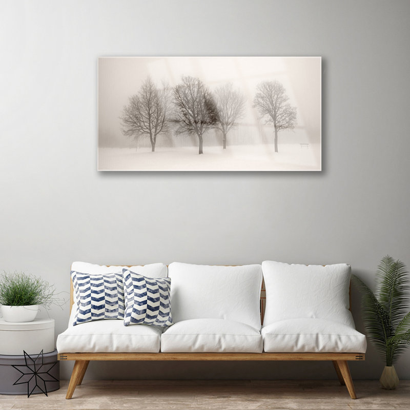 Snow Trees Landscape - No Frame Print on Glass