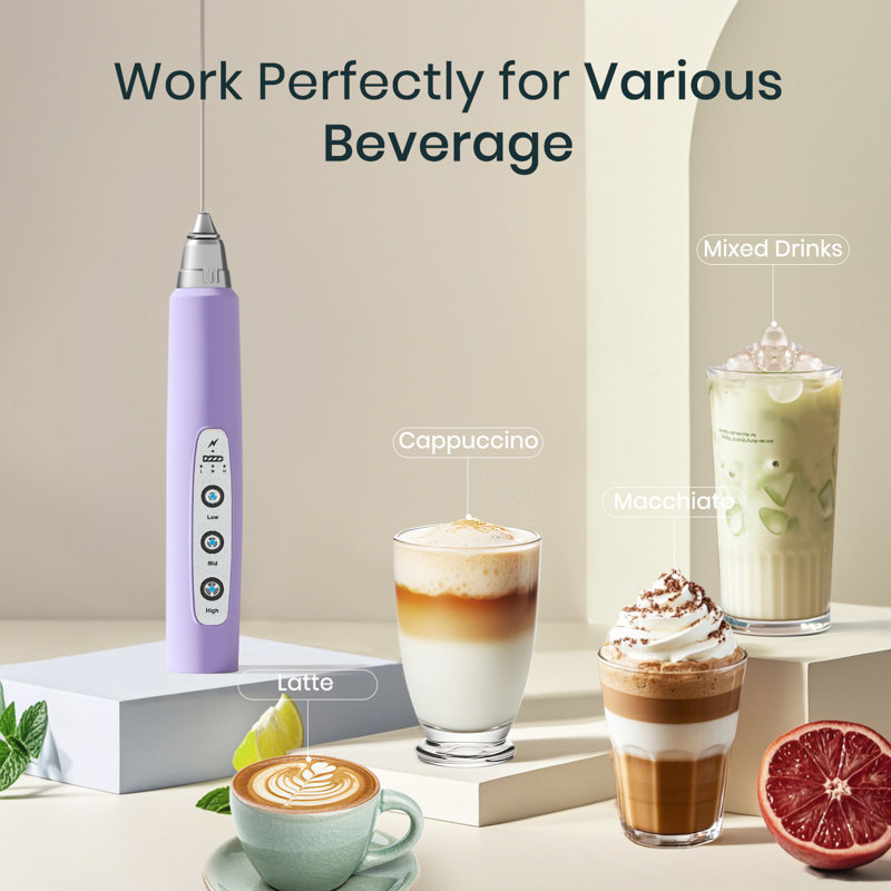Stainless Steel Handheld Milk Frother Purple, Purple
