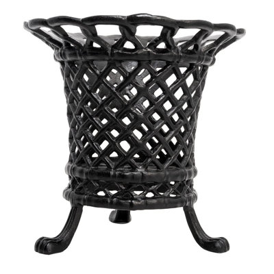 Black Lattice Footed Floor Planter, Large