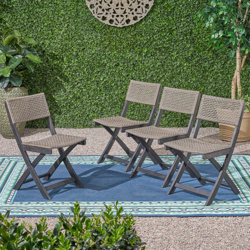 Chaises d'appoint de salle à manger pliables pour l'extérieur Rolston, Gris foncé