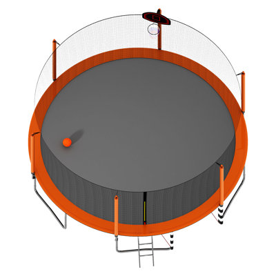 Trampoline de jardin rond de 16 pi avec enceinte de sécurité Silvo (exclusivité Wayfair)