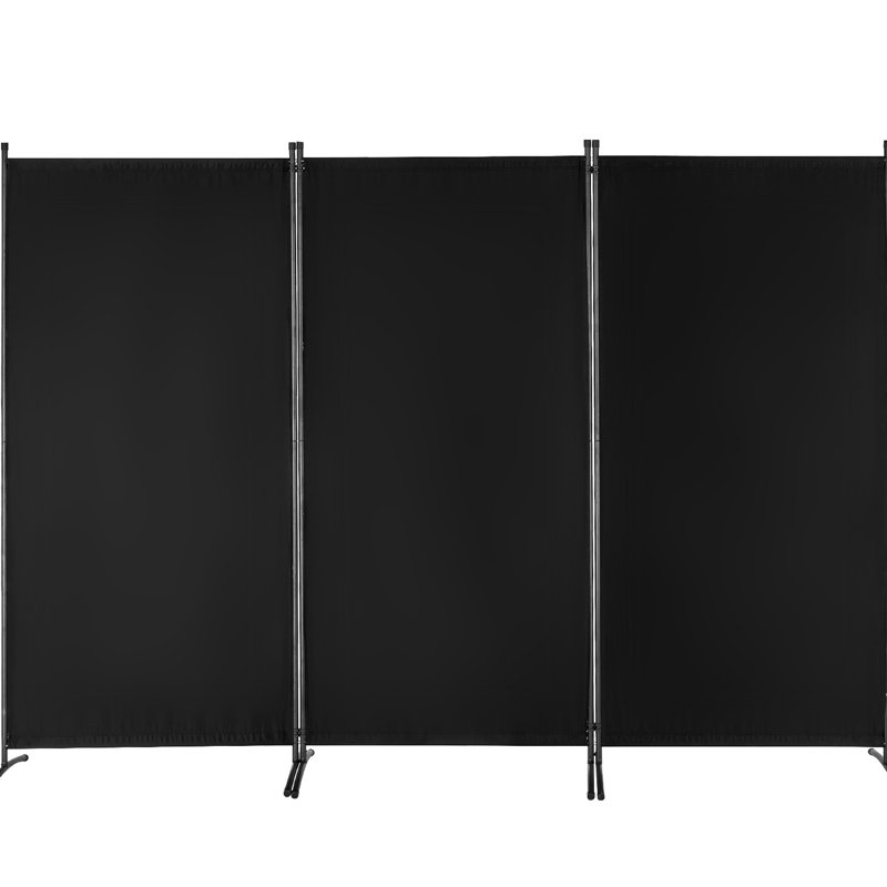Paravent noir à 3 panneaux, paravent pour chambre à coucher, bureau et hôpital, fabriqué en tissu imperméable fiable en fer, mouvement rapide pour définir les zones, paravent pliant, bureau à écran, cadre