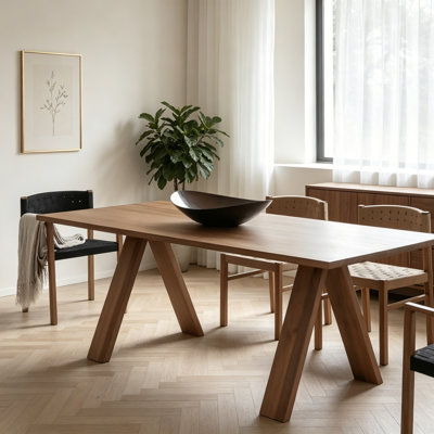 Retro simple Rectangular Solid Wood Dining Table