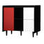 Buffet noir et rouge avec 2 tiroirs ouverts-819358026