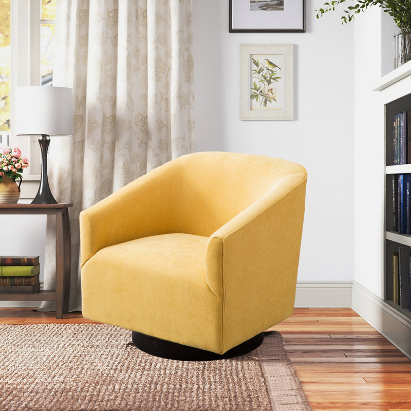 Fauteuil demi-tonneau pivotant Bevis, Tweed doré
