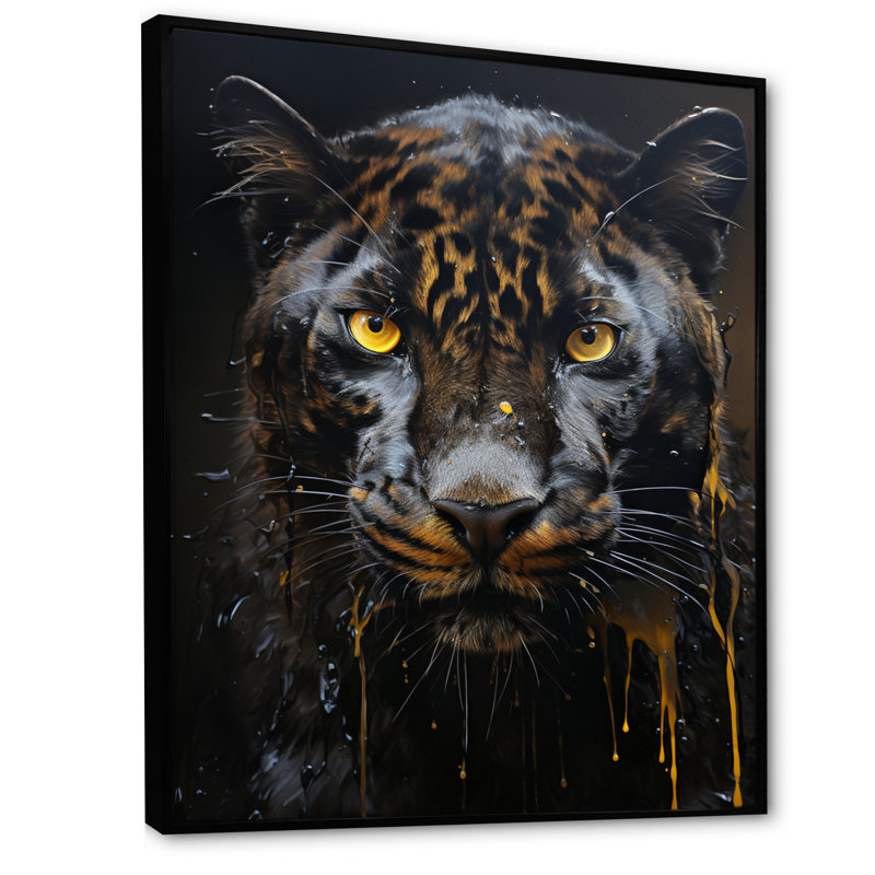 Ebony Panther Drips - reproduction sur toile, H 32 po x l 16 po x P 1 po, Cadre flottant noir