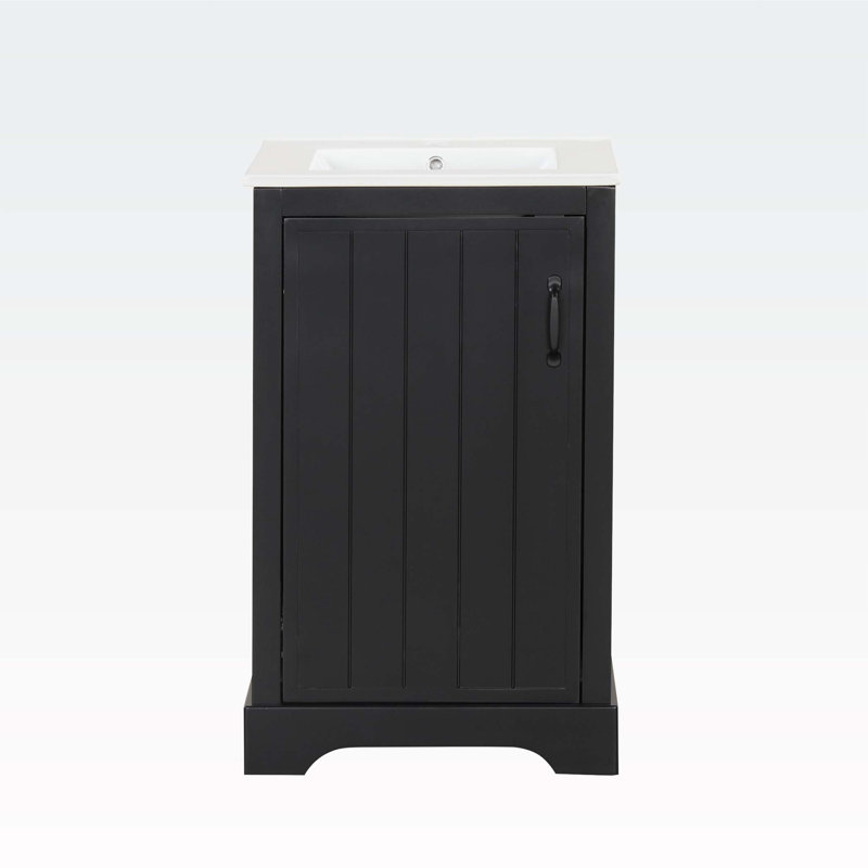 Meuble-lavabo de 20 po avec lavabo, Noir, noir, noir, noir