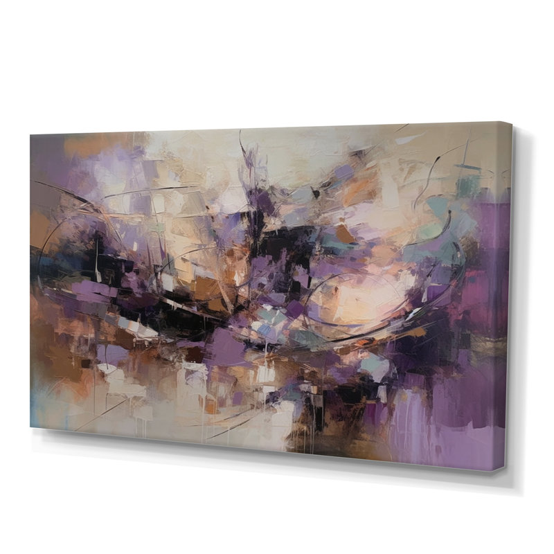 Mauve Minimalims Enchantment - art mural abstrait en marbre pour le salon, Toile tendue, Sans cadre