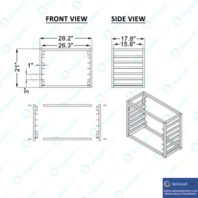 AmGood 6 Tier Wall Mounted Full Size Sheet / Bun Pan Rack. 28 in. x 18 in. x 21 in.