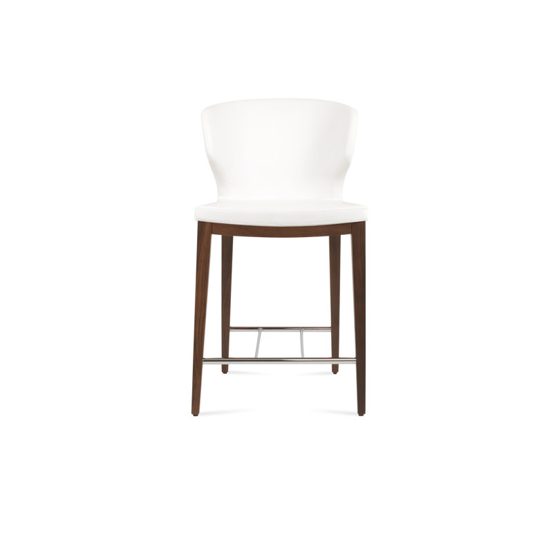 Amed Plus Wood Counter & Bar Stool, White, American Walnut, Bar Stool (29" Seat Height)
