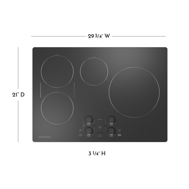 Monogram ENERGY STAR® 30" Induction Cooktop With Flush Mount Accessory, Black