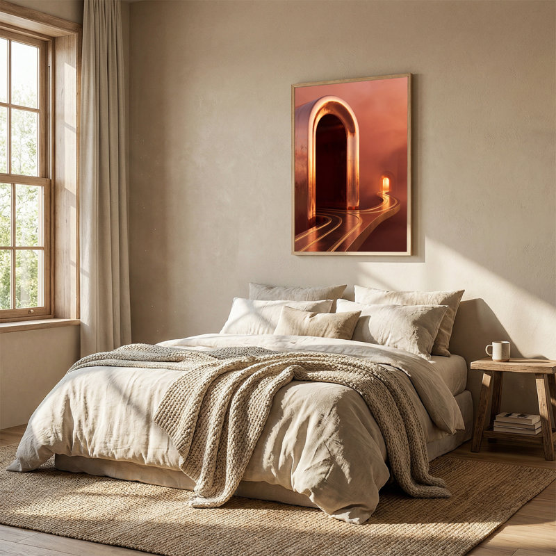 Art mural sur toile Futuristic Bronze Archway And Curved Path, 48"H x 36"W