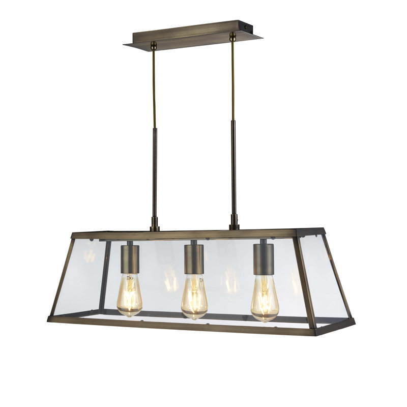 Villeroux 3 - Light Kitchen Island Linear Pendant, Antique Brass