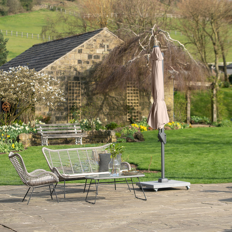 Aarne 300cm X 200cm Rectangular Cantilever Parasol, Taupe