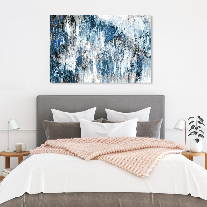 «Abstract Lapis Cascade», reproduction d'art sur toile, Toile tendue, H 36 po x l 54 po x P 1,5 po