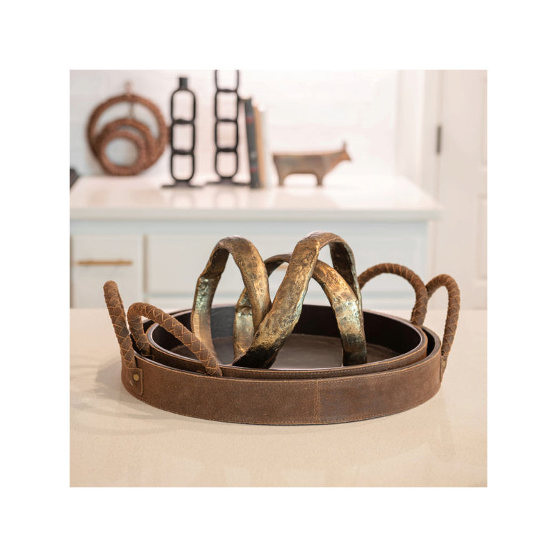 Plateaux ronds en cuir