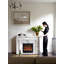 Bulgari-patterned smoky marble simulated fire smart fireplace