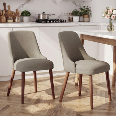 High Back Dining Chair with Ergonomic Curved Back, Padded Seat & Solid Wood Legs