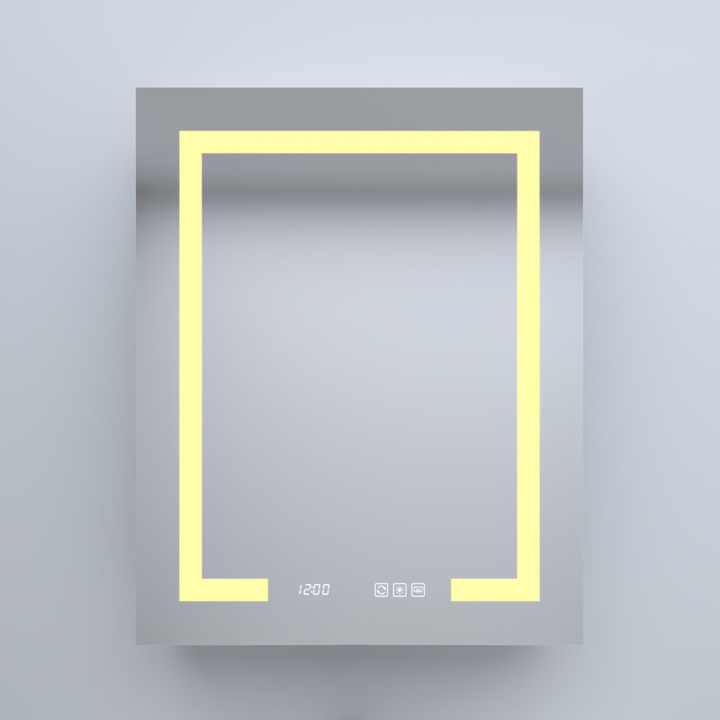 Pharmacie rectangulaire encastrée / en aluminium argenté, H 60 po x l 38,59 po x P 4,2 po