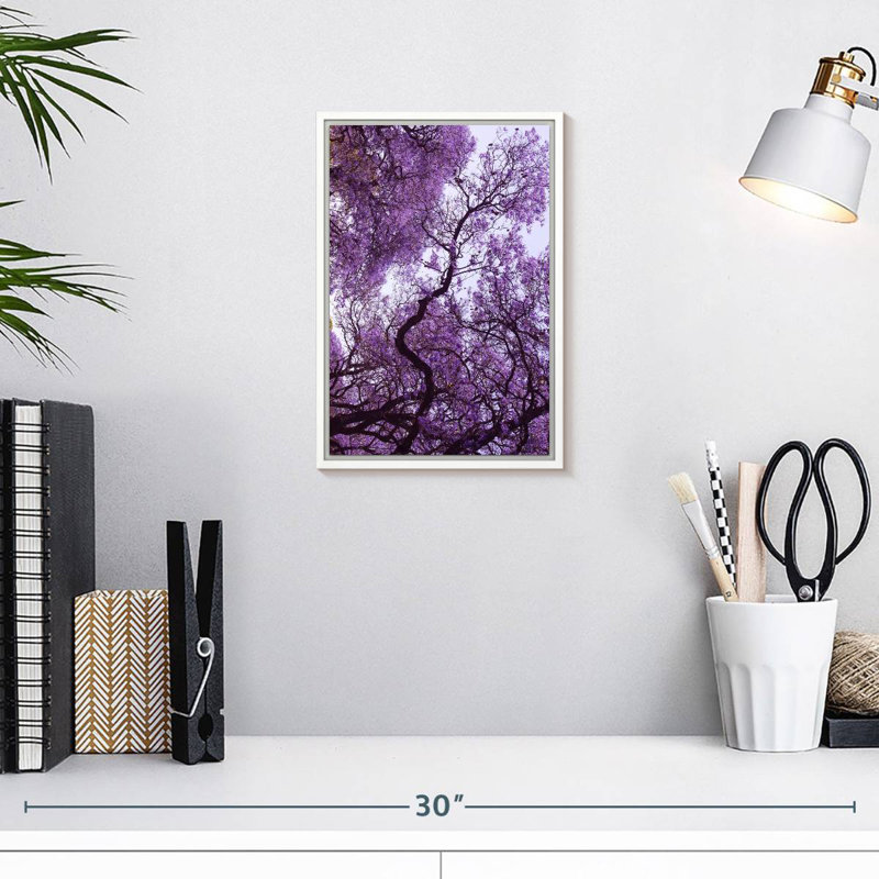 Under Jacaranda Tree, Floating Frame White, 9" x 13"