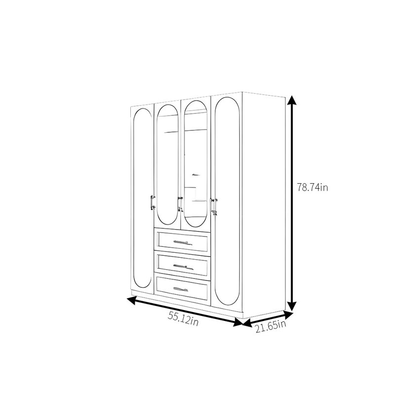 Armoire classique blanc crème, H 78,74 po x l 55,12 po x P 21,65 po
