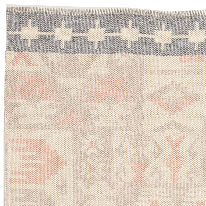 Kilim Area Rug in Pink/Gray/Beige, Rectangle 5' x 8'