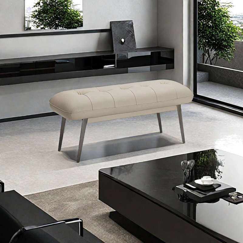 Banc rembourré en cuir véritable Karsch, H 16,53 po x l 39,37 po x P 19,68 po