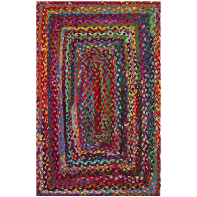 Tapis rouge / orange / jaune en coton noué à la main Fiqueroa