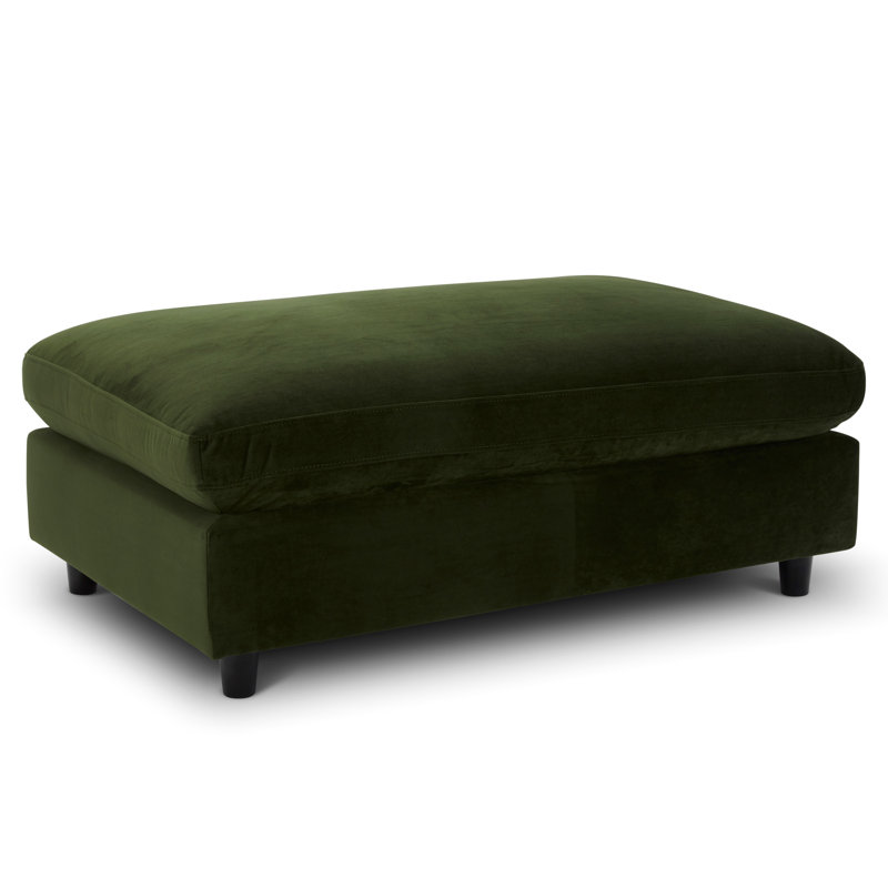 Repose-pieds rectangulaire rembourré 45 po Fleetwood, Velours performance Midnight Moss