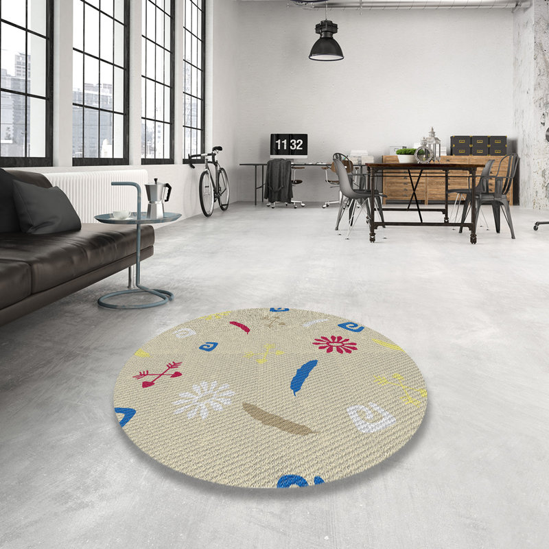 Tapis décoratif brun clair Dale, Rond 8 pi
