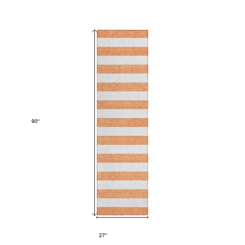 Tapis de couloir d'extérieur lavable rayé saumon 2 pi x 8 pi