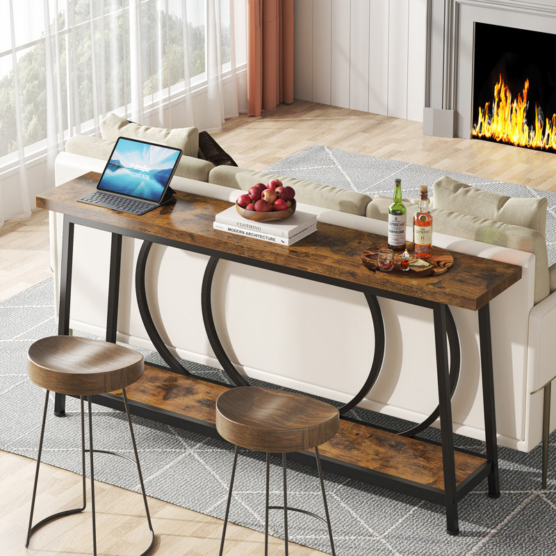 Creedyn 70.9'' Long Console Table Sofa Table with Storage, Brown, 35.43'' H x 70.86'' W x 11.81'' D