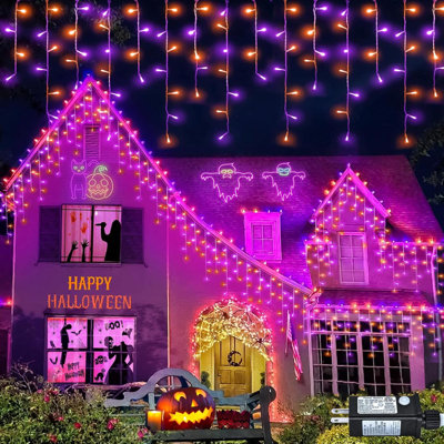 33 lumières de Noël rouges et vertes 33 pi, 400 lumières à glaçons à DEL pour l'extérieur, lumières scintillantes connectables à fil transparent avec 8 modes de minuterie imperméables pour la fenêtre de la maison, la fête, l'arbre, les fêtes,