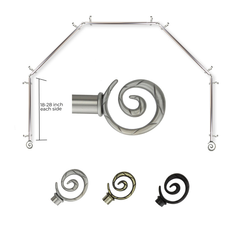 Tringle à rideaux simple à baie vitrée réglable de 28 po à 48 po Hebbville, Nickel satiné, 18 po - 28 po (chaque côté)