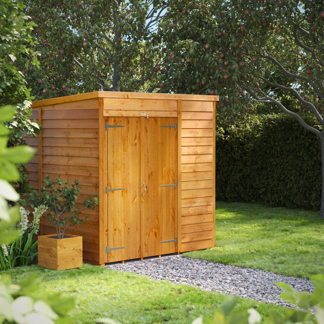 Powersheds 6 x 6ft Timber Overlap Windowless Pent Garden Shed, Double Doors