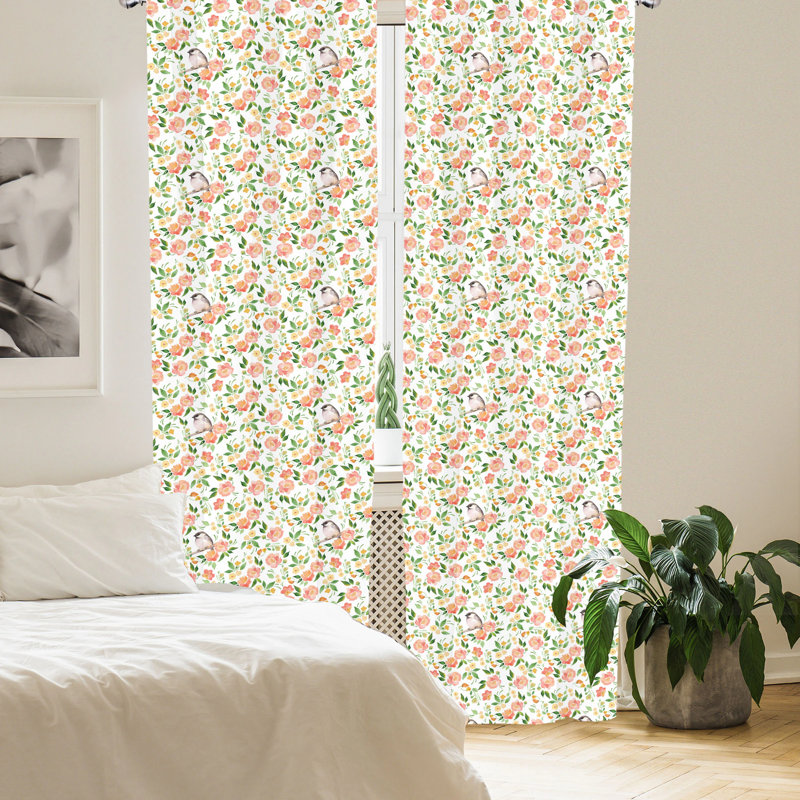 Floral Semi-Sheer Rod Pocket Sliding Panel, 28" x 63"