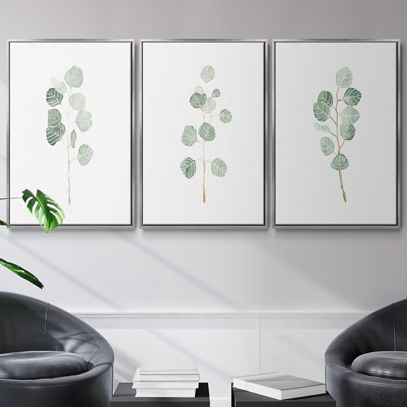 Douce branche d'eucalyptus doux 3 pièces, Argent, H 36 po x l 72 po