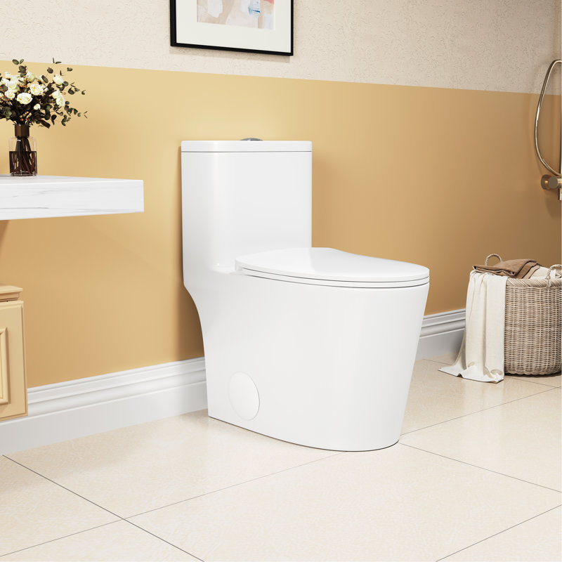 Toilette allongée en céramique, 1,1 / 1,6, blanche, confortable, siège à fermeture en douceur, et hauteur de toilette T036wt, couleur blanche,