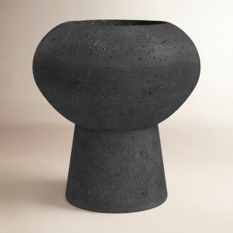 Vase de table en céramique noire Tommy, H 6 po x l 5,5 po x P 5,5 po