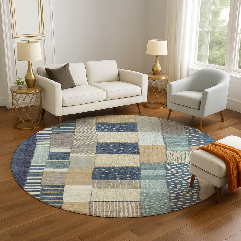Tapis géométrique de qualité supérieure lavable à la machine Millbrook AMF1960, Rond 8 pi